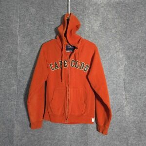 Cuffy's Cape Cod Hoodie Men Small Orange Full Zip Applique Massachusetts Fleece